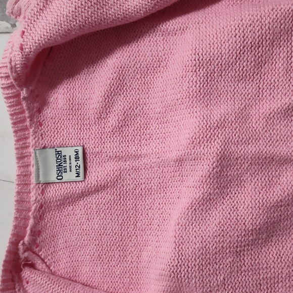 Y2K OshKosh B'gosh A For Apple Pink Knit Toddler Sweater 3pc Set 12/18m - Picture 3 of 11